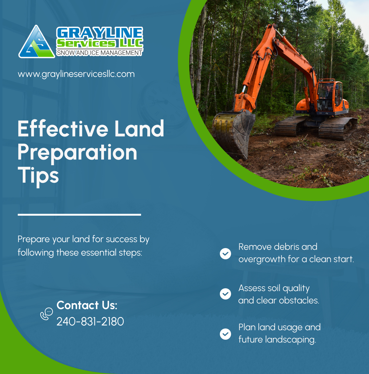 Graylinesvcs's tweet image. Ensure your land is prepared for future projects by following these steps. Proper land clearing sets the foundation for successful developments. 

#CollegeParkMD #LandClearingService #LandPreparation