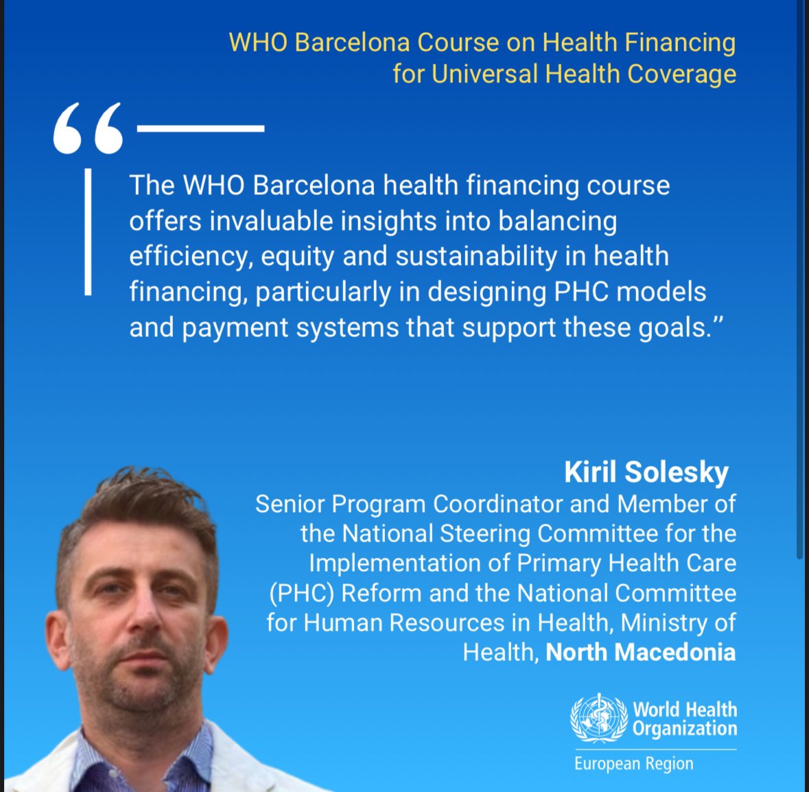 Effective health financing is not just about numbers; it’s about people’s lives. It’s about ensuring that everyone has access to quality healthcare without facing financial hardship.
#WHOBarcelona <a href="/TamasEvetovits/">Tamás Evetovits</a> <a href="/WHO_Europe/">WHO/Europe</a>