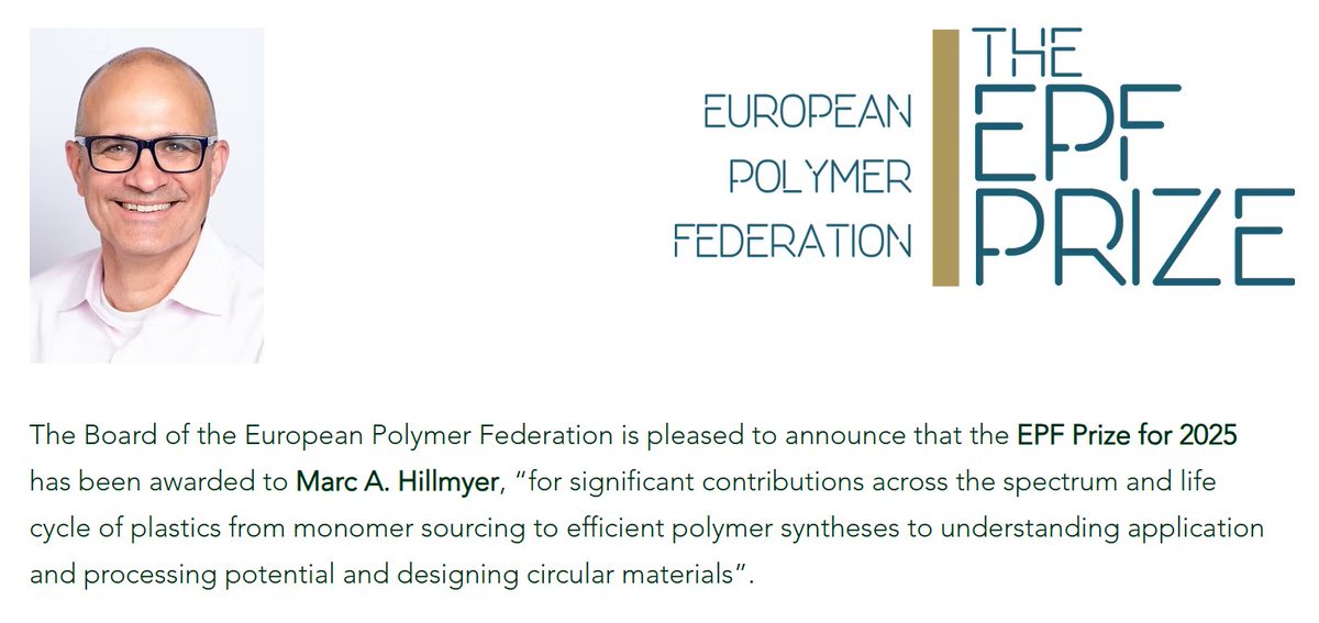 MacroJrnls_ACS's tweet image. Congratulations to #Macromolecules Editor-in-Chief Marc A. Hillmyer who was awarded the #EPF Prize! 🎉
View the announcement ➡ epf2025.org/awards
