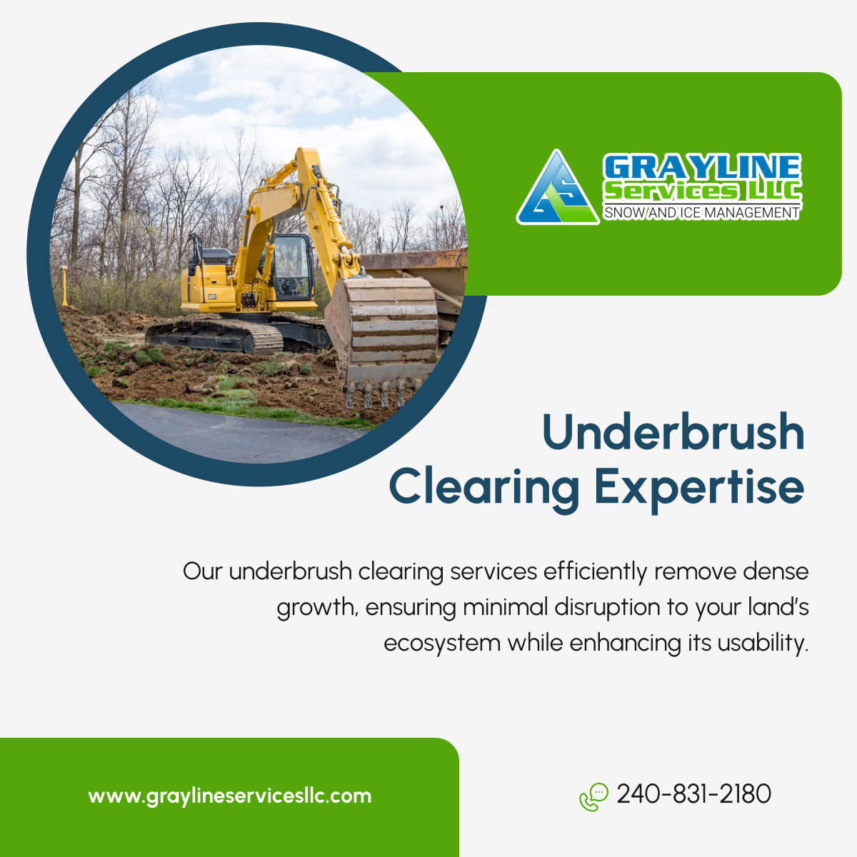 Graylinesvcs's tweet image. Clear dense vegetation with our underbrush clearing services, designed to improve land usability while protecting the environment. Get in touch today! 

#CollegeParkMD #LandClearingService #UnderbrushClearing