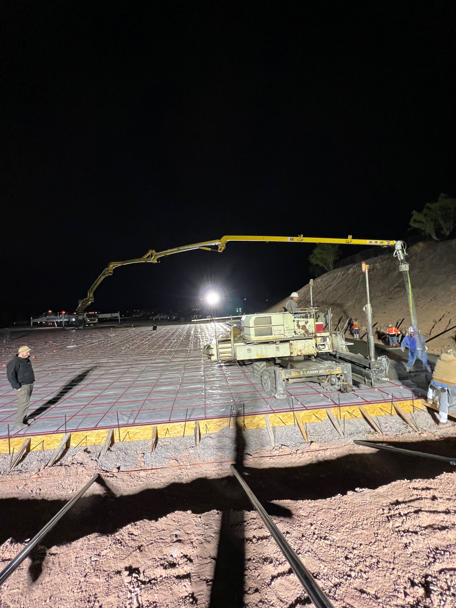 “Anyone for tennis?” How about 197’ of horizontal reach from the Schwing 65-Meter to place the concrete in conjunction with a laser screed for some new tennis court slabs at Lake Las Vegas, for Renner Sports out of Utah.  Thanks Bill Zachary for the photo!
#Brundagebone #BBCP