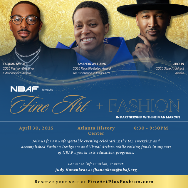 FOR IMMEDIATE RELEASE: NBAF to Honor LaQuan Smith, Amanda Williams and J Bolin at the 2025 Fine Art + Fashion, Presented by Neiman Marcus!mailchi.mp/263453ee053a/f…