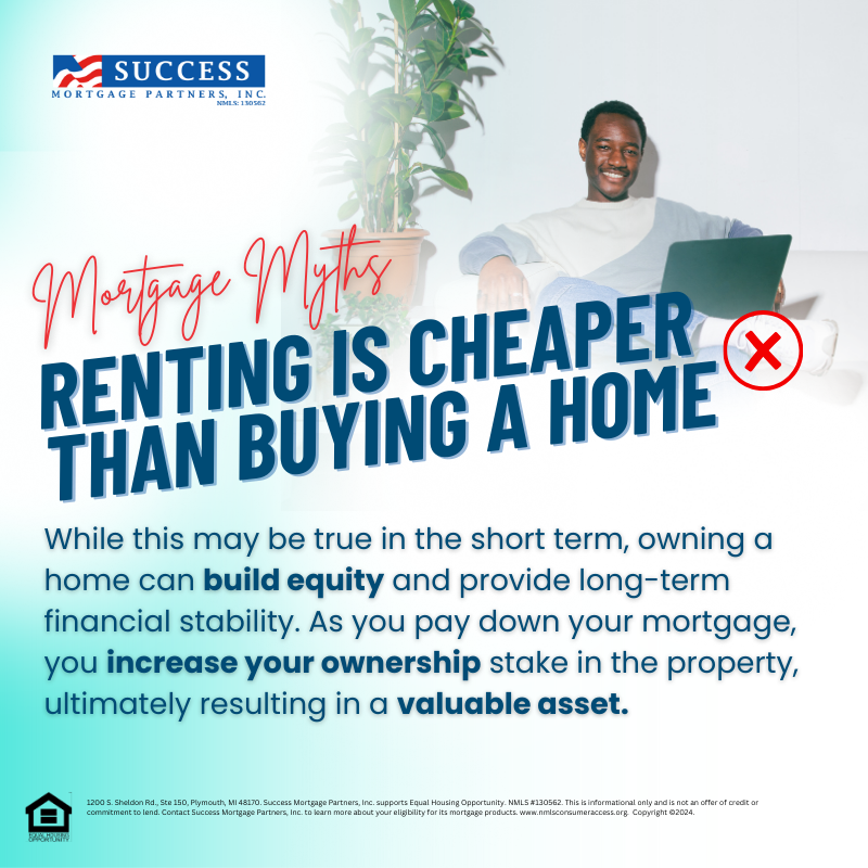 success_mp's tweet image. 🏡 Myth Buster: Renting may not always be cheaper than buying a home! 💰 

Homeownership can lead to long-term financial stability through equity building. 

Contact our experts to explore the benefits of buying a home. 

#MortgageMyths #RentVsBuy #SuccessMortgagePartners