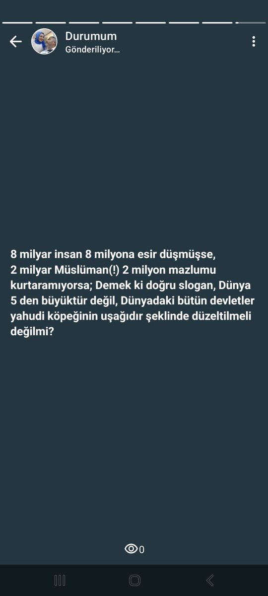 <a href="/06melihgokcek/">İbrahim Melih Gökçek</a> Bende katılıyorum altına imzamı atıyorum

Biz iç siyasetle uğraşırken Müslüman kardeşlerimizin hali çok kötü
Lütfen ama lütfen kardeşlerimizlede ilgilenelim