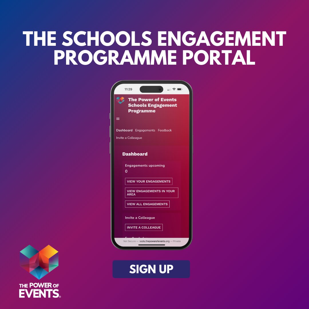 Getting involved with the Schools Engagement Programme has never been easier!

Sign up to the portal here and get involved: schools.thepowerofevents.org