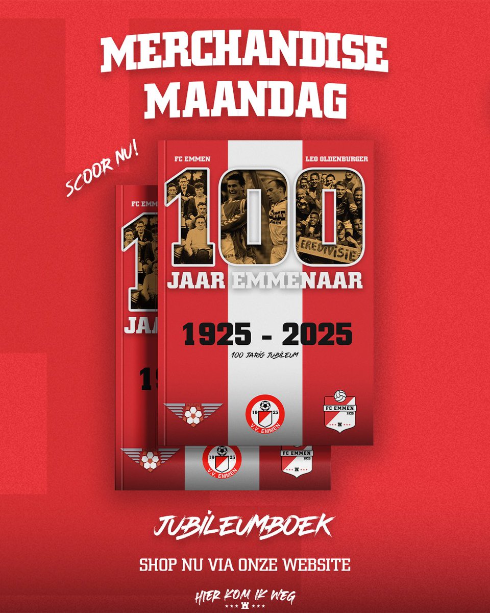 Het is 𝐦𝐞𝐫𝐜𝐡𝐚𝐧𝐝𝐢𝐬𝐞 𝐦𝐚𝐚𝐧𝐝𝐚𝐠! 🛒

De voorverkoop van het boek “100 jaar Emmenaar” door Leo Oldenburger is begonnen. 📚

Haal hem nu voor €15 i.p.v. €19,95! En komt jouw naam ook nog eens in het boek! 

👉 fcemmen.nl/merchandise-ma… 

#100jaarEmmen #HIERKOMIKWEG