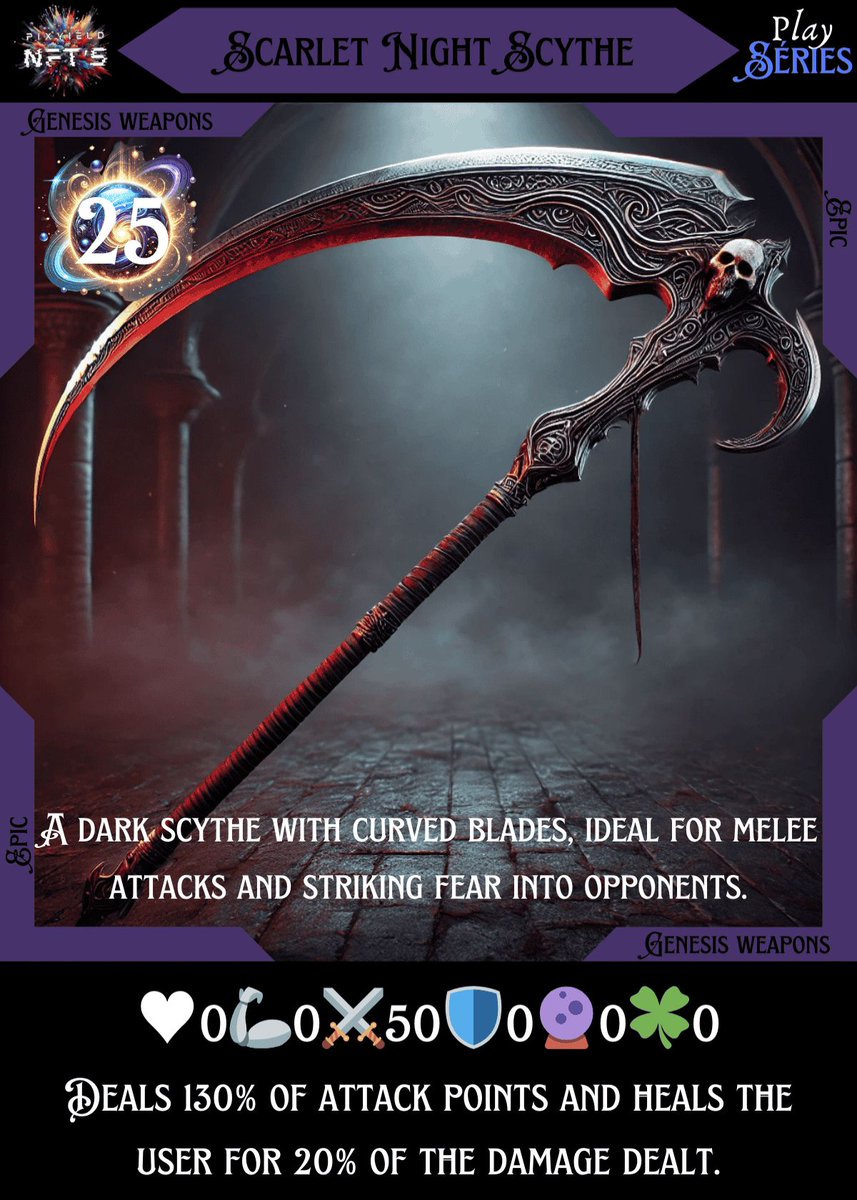 βπ PixYield NFT's ππ | OFFICIAL KINGDOM (@pixyieldnft) on Twitter photo βοΈπ₯ GIVEAWAY TIME! π₯βοΈ
Wanna crush the #PixYieldArena like a true champion? π¦π₯
Weβre giving away the Scarlet Night Scythe, a deadly weapon for real warriors!
π©Έ +50 ATK when equipped
π₯ Devastating special attack (130% power)
β€οΈ Heal 20% of damage dealt
To enter:
1οΈβ£ Follow βοΈπ₯ GIVEAWAY TIME! π₯βοΈ
Wanna crush the #PixYieldArena like a true champion? π¦π₯
Weβre giving away the Scarlet Night Scythe, a deadly weapon for real warriors!
π©Έ +50 ATK when equipped
π₯ Devastating special attack (130% power)
β€οΈ Heal 20% of damage dealt
To enter:
1οΈβ£ Follow