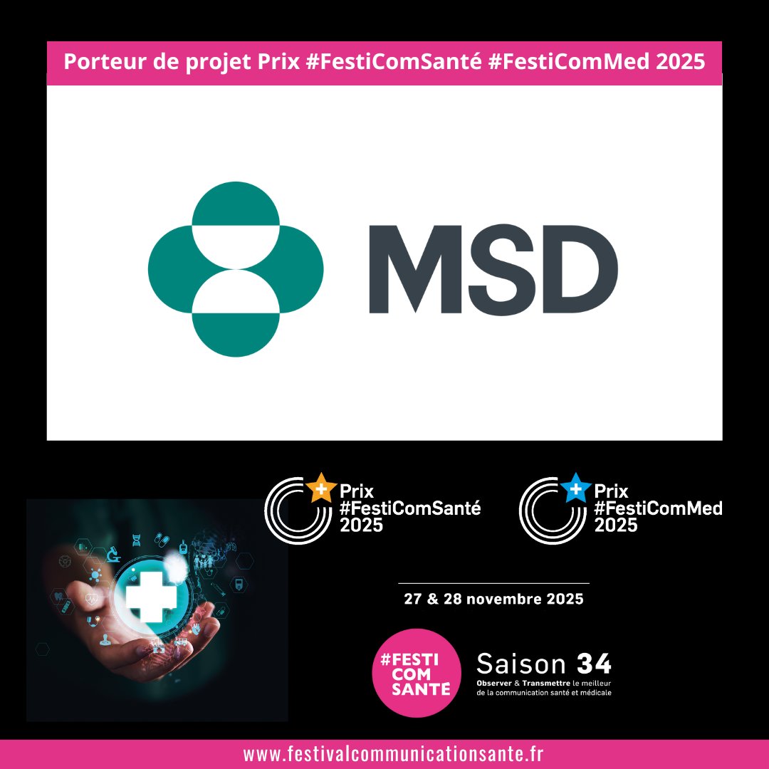 Festival de la Communication Santé (@festicomsante) on Twitter photo 🙏 Merci à <a href="/MSDFrance/">MSD France</a> qui a postulé pour son projet de communication pour les Prix #FestiComSanté - Saison 34 !
🤔 Avez-vous déjà inscrit vos campagnes & actions de communication au prochain Festival de la Communication Santé ?
👀 Pourquoi inscrire vos campagnes ?
💫 Faites 🙏 Merci à <a href="/MSDFrance/">MSD France</a> qui a postulé pour son projet de communication pour les Prix #FestiComSanté - Saison 34 !
🤔 Avez-vous déjà inscrit vos campagnes & actions de communication au prochain Festival de la Communication Santé ?
👀 Pourquoi inscrire vos campagnes ?
💫 Faites