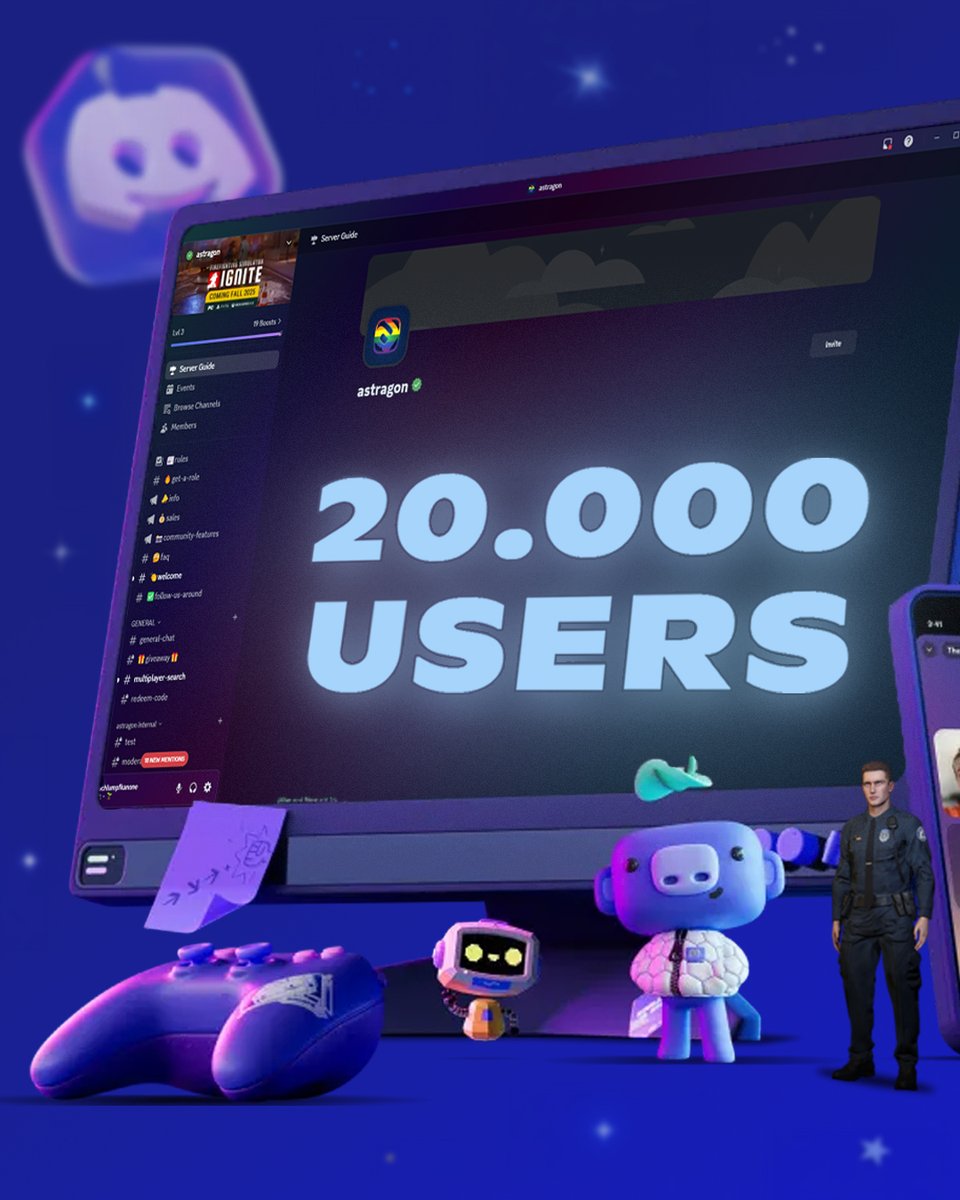 We're celebrating more than 20k fans on our official Discord 💙

Of course, we're giving something back: 20 games from the astragon lineup! To participate, just join our server:

🎁 discord.gg/astragon