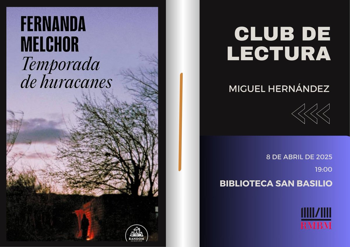 Mañana, 8⃣ de abril a las 19:00 nuestro Club de Lectura "Miguel Hernández" comentará esta desgarradora 📕novela de Norma Fernanda Melchor, la joven periodista mexicana que nos atrapa con sus palabras y una atmósfera de terrible, aunque gozosa, fatalidad.
<a href="/RMBM17/">RMBM</a> 
#clubdelectura