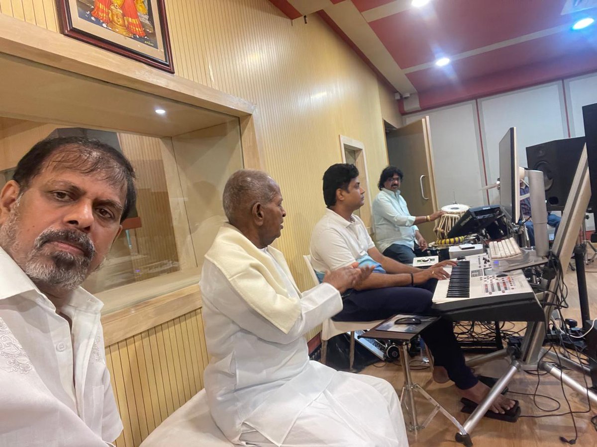dt_next's tweet image. Tamil film director RK Selvamani records a song with music maestro Ilaiyaraaja at the latter&apos;s studio in Chennai. 

#DTNext #Ilaiyaraaja #MusicComposer #Kollywood #TamilCinema
