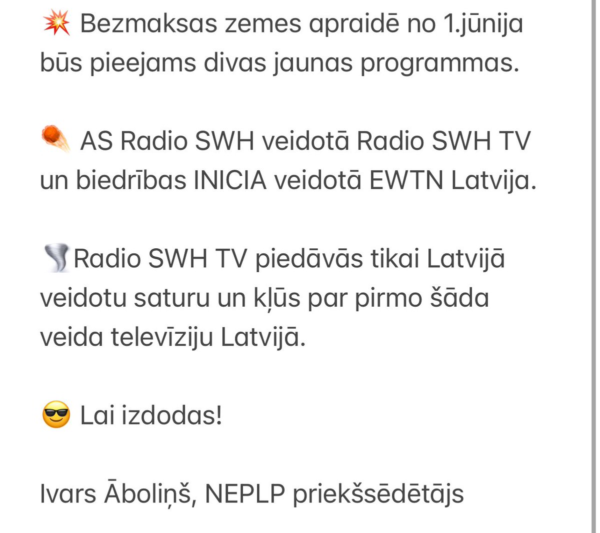Bezmaksas zemes apraidē būs divas jaunas programmas