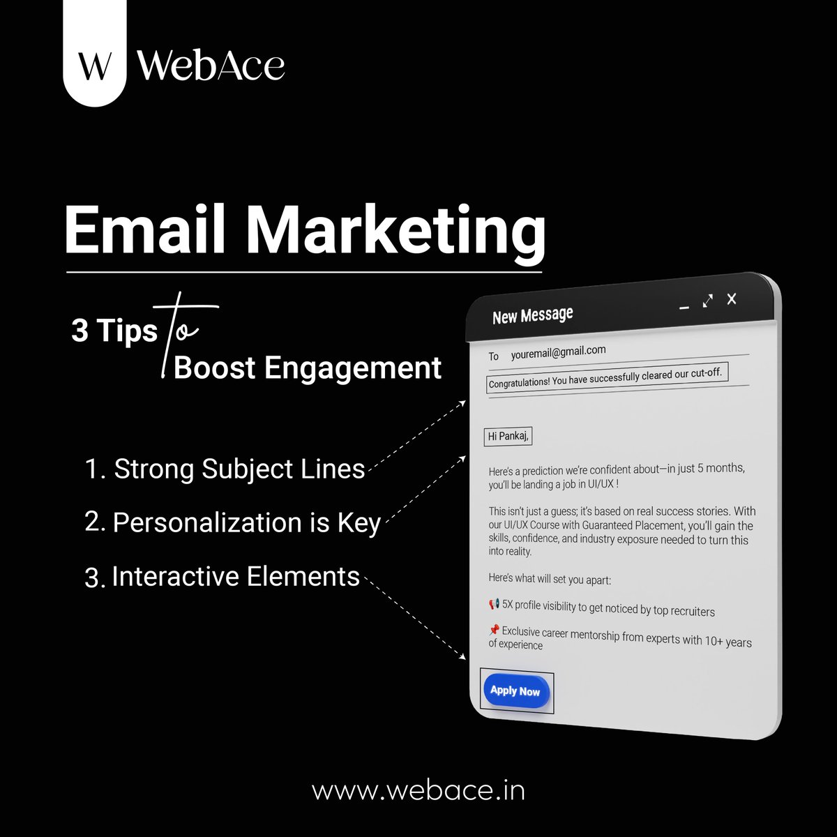 WebAce_India's tweet image. 📩 Email isn’t dead - it’s smarter than ever.
Boost engagement with:
✉️ Sharp subject lines
🎯 Personalized content
🔄 Interactive elements

♠️ WebAce crafts emails that convert.
Let’s build your next winning campaign!

#EmailMarketing #WebAce #InboxWins