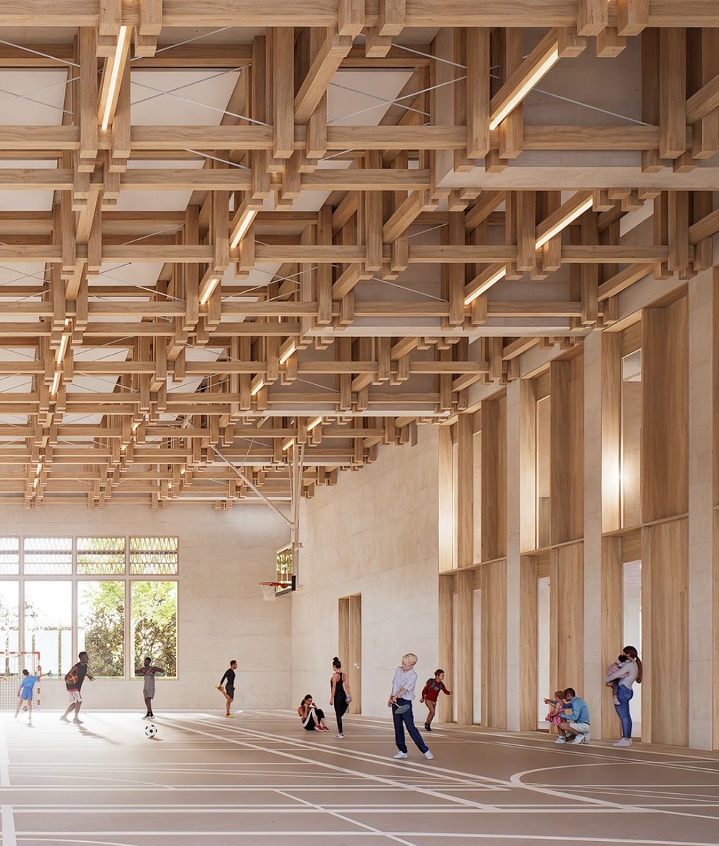 75 apartments and a gymnasium, all built from timber

Design by Brenac &amp; Gonzalez, proposed for Paris