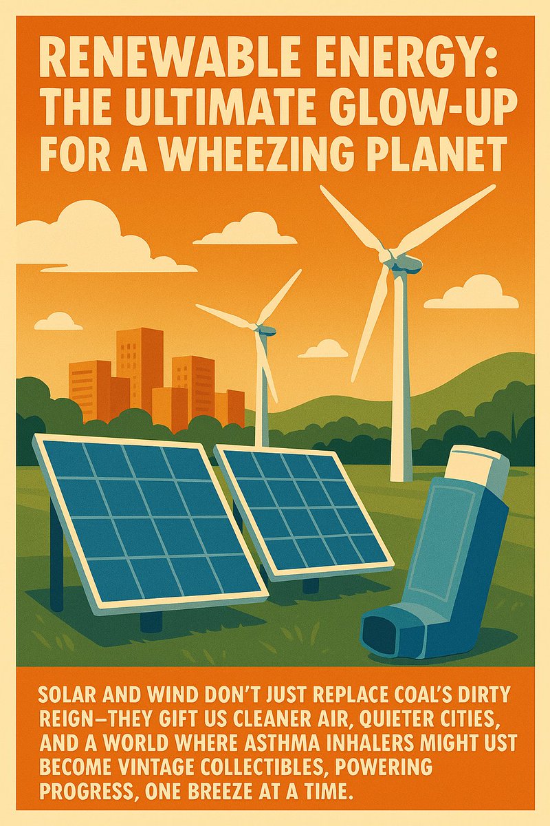 Renewable energy: the ultimate glow-up for a wheezing planet. Solar and wind don’t just replace coal’s dirty reign—they gift us cleaner air, quieter cities, and a world where asthma inhalers might just become vintage collectibles. Powering progress, one breeze at a time.
