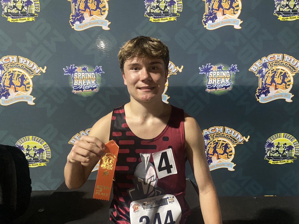 Congratulations to Ben Efland for placing 5th to earn a ribbon in the 3,200 meters, running 9:37.93 at the Beach Run Invitational at Myrtle Beach High.
<a href="/MSCarolinas_/">MileSplit Carolinas</a>  <a href="/SCSportsReport/">Tripp Roakes</a> <a href="/charlottepreps/">Observer Preps</a>