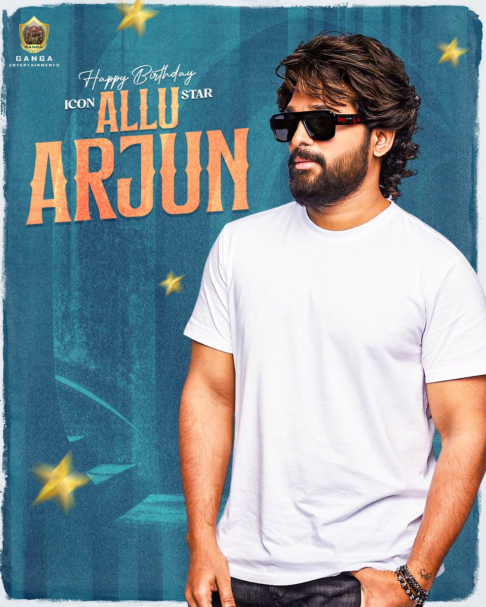 Ganga Entertainments (@gangaents) on Twitter photo Happy Birthday to the PAN-India sensation, <a href="/alluarjun/">Allu Arjun</a> ! ❤️
Wishing you more milestones & mega blockbusters ahead! ✨❤️🔥
#HappyBirthdayAlluArjun Happy Birthday to the PAN-India sensation, <a href="/alluarjun/">Allu Arjun</a> ! ❤️
Wishing you more milestones & mega blockbusters ahead! ✨❤️🔥
#HappyBirthdayAlluArjun