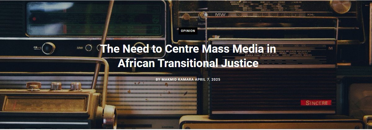 Centre for the Study of Violence & Reconciliation (@_csvr) on Twitter photo Ring-fenced funding support and communities of practice are central to strengthening the mediaβs underestimated role in framing, refereeing and facilitating transitional justice in Africa, writes <a href="/Makmid/">Makmid Kamara</a> Kamara.
Read more:shorturl.at/7vCgU
#TransitionalJustice #Media Ring-fenced funding support and communities of practice are central to strengthening the mediaβs underestimated role in framing, refereeing and facilitating transitional justice in Africa, writes <a href="/Makmid/">Makmid Kamara</a> Kamara.
Read more:shorturl.at/7vCgU
#TransitionalJustice #Media