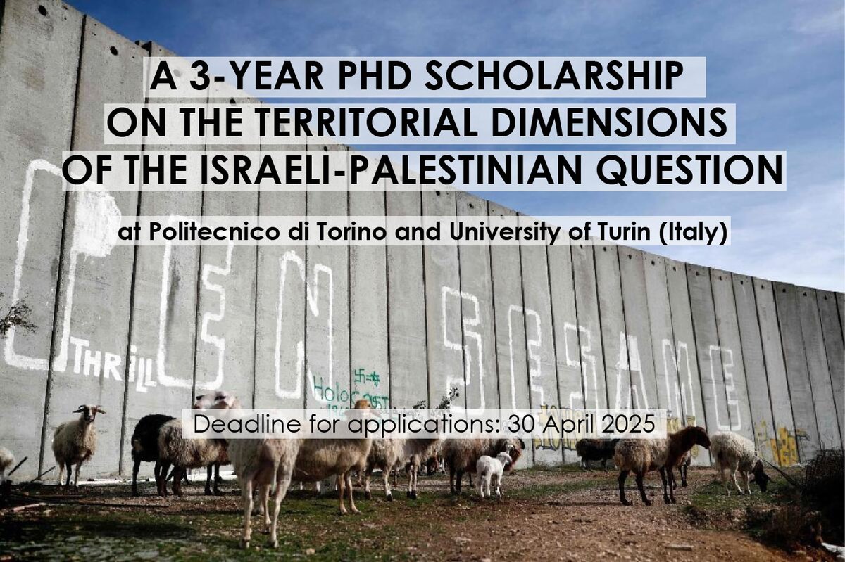 Francesco Chiodelli (@franchiodelli) on Twitter photo A fully-funded 3-year PhD scholarship is available at the Doctorate in Urban and Regional Development (<a href="/PoliTOnews/">Politecnico di Torino</a> and <a href="/unito/">Università di Torino</a>). The scholarship is devoted to the analysis of the territorial dimensions of the Israeli-Palestinian question. Info: lessisless.it/wp-content/upl… A fully-funded 3-year PhD scholarship is available at the Doctorate in Urban and Regional Development (<a href="/PoliTOnews/">Politecnico di Torino</a> and <a href="/unito/">Università di Torino</a>). The scholarship is devoted to the analysis of the territorial dimensions of the Israeli-Palestinian question. Info: lessisless.it/wp-content/upl…