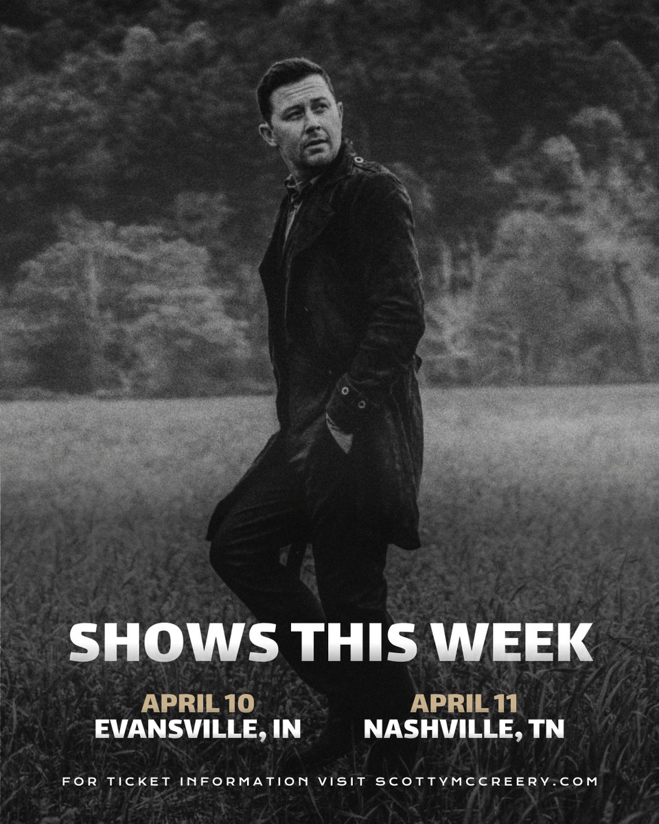 ScottyMcCreery's tweet photo. We'll see y'all in Evansville and Nashville this week! Get your tickets at https://t.co/8R1f1UntYw https://t.co/ofI9s3ifzA