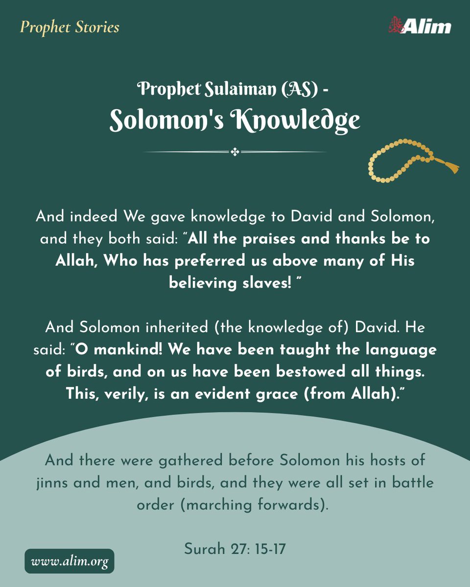 alim_inc's tweet image. 🌟 Wisdom of Prophet Solomon (AS) 🌟
"All the praises and thanks be to Allah, Who has preferred us above many of His believing slaves!"
— Quran 27:15-17
alim.org/history/prophe…
#IslamicHistory #ProphetSolomon #QuranQuotes #SpiritualGrowth #ProphetStories