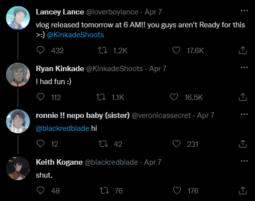 eingindis's tweet photo. #ryance w a side of veronica bullying keith. part of an infuencer au im planning after the canon uni twt one lol. it will be a Long time before this particular au is chucked into the world but have a peak https://t.co/9l6XdwSXZt