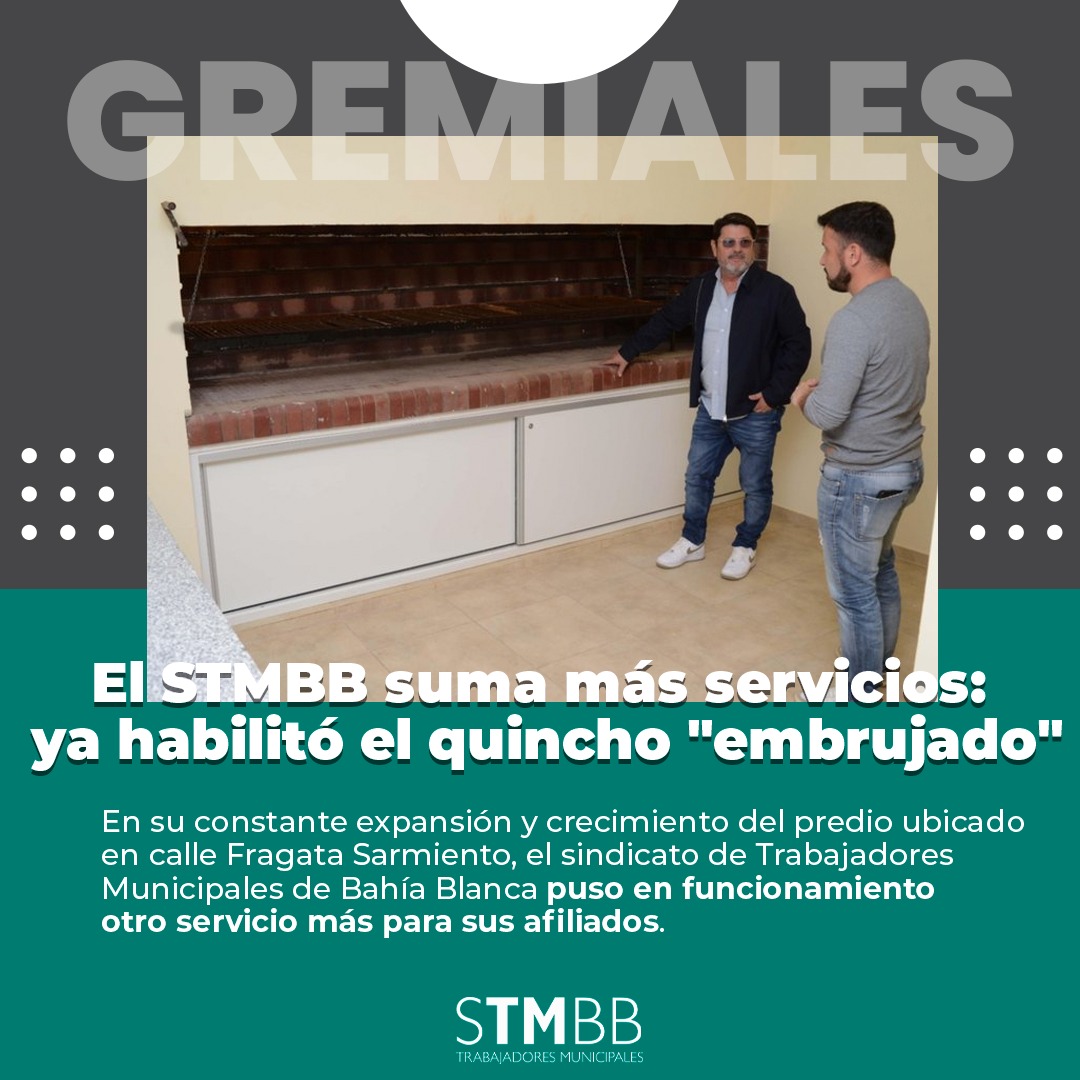 💡 #NoticiasGremiales El STMBB suma más servicios: ya habilitó el quincho "embrujado"

👉 En su constante expansión y crecimiento del predio ubicado en calle Fragata Sarmiento, el sindicato de Trabajadores Municipales de Bahía Blanca puso en funcionamiento otro servicio más para