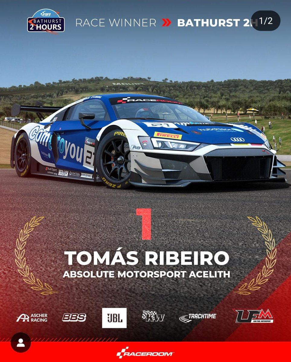 A great return to Raceroom's special events after Enzo Philippau good performance in the DTM, we would like to congratulate Tomàs Ribeiro , the team's new driver, who immediately demonstrated all his speed by dominating the 2.4 hours of Mount panorama.

Congratulations  mate💪