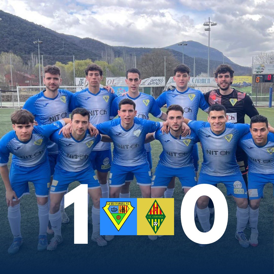 La Seu d'Urgell F.C. (@fclaseu) on Twitter photo JORNADA 25 ⚽🏆
La Seu FC 1️⃣ - 0️⃣ <a href="/c/">c</a>.e.cervera 
L’EQUIP suma 3 punts importants en un partit exigent per afrontar amb optimisme la recta final de la temporada. Som-hi blaus! 💙
Gol: Aleix
.
#LaSeu #laseufc #goblues #somhiblaus  #temporada2024-25 #fempoblefemfutbolfemlaseu JORNADA 25 ⚽🏆
La Seu FC 1️⃣ - 0️⃣ <a href="/c/">c</a>.e.cervera 
L’EQUIP suma 3 punts importants en un partit exigent per afrontar amb optimisme la recta final de la temporada. Som-hi blaus! 💙
Gol: Aleix
.
#LaSeu #laseufc #goblues #somhiblaus  #temporada2024-25 #fempoblefemfutbolfemlaseu