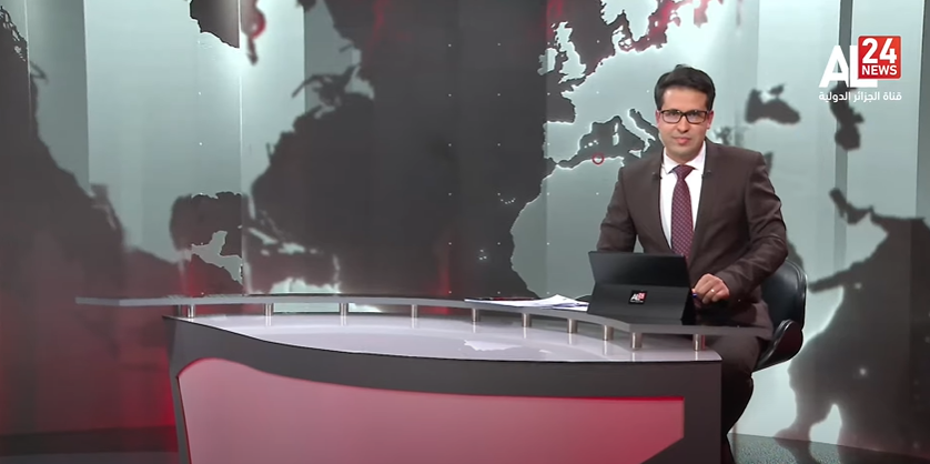 جانبٌ من تقديمي لنشرة الأخبار الرئيسية على قناة الجزائر الدولية.
<a href="/AL24newschannel/">AL24news - قناة الجزائر الدولية</a> ( مصطفى زياتين )