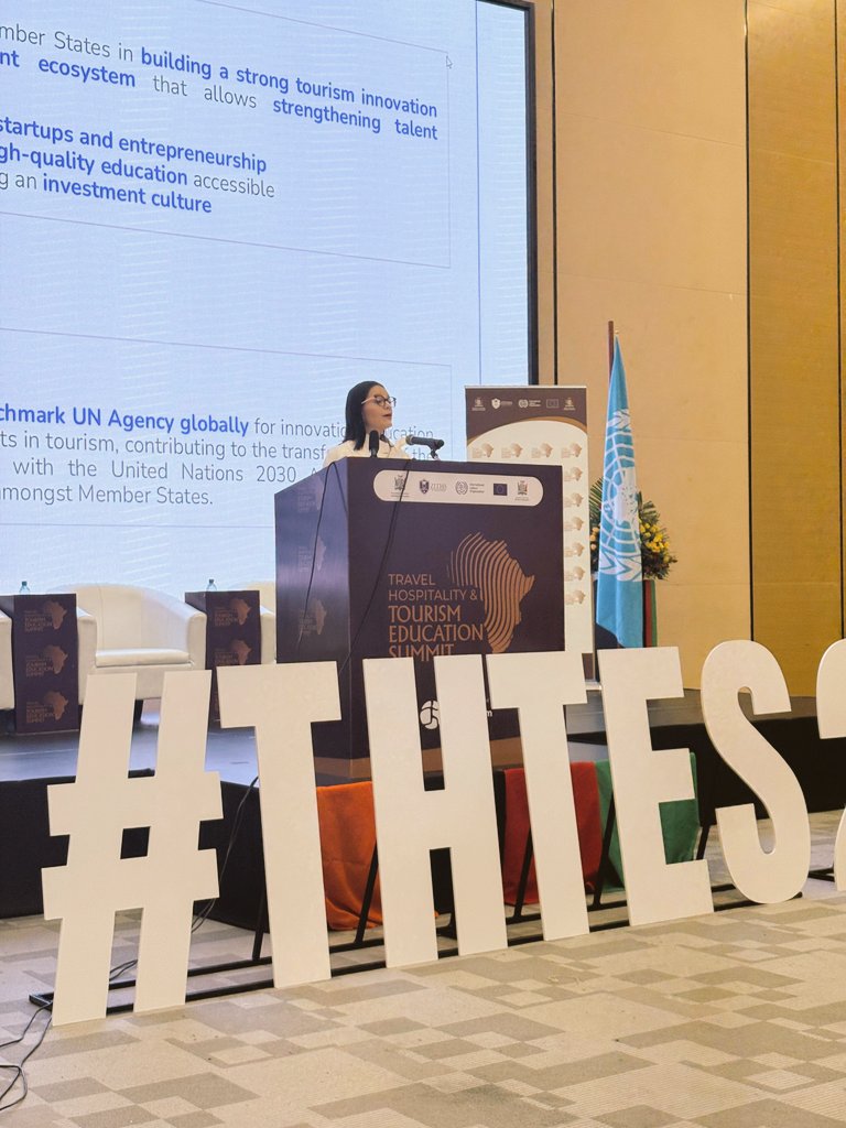 VoyagesAfriq's tweet photo. #VoyagesAfriq | Natalia Bayona, UN Tourism Executive Director, stressed the need for vocational and managerial education to sustain tourism's growth.
She highlighted Africa's youthful workforce, with one-third of the world's youth projected to be African by 2050.
#THTES25 https://t.co/U5D7crYF4m