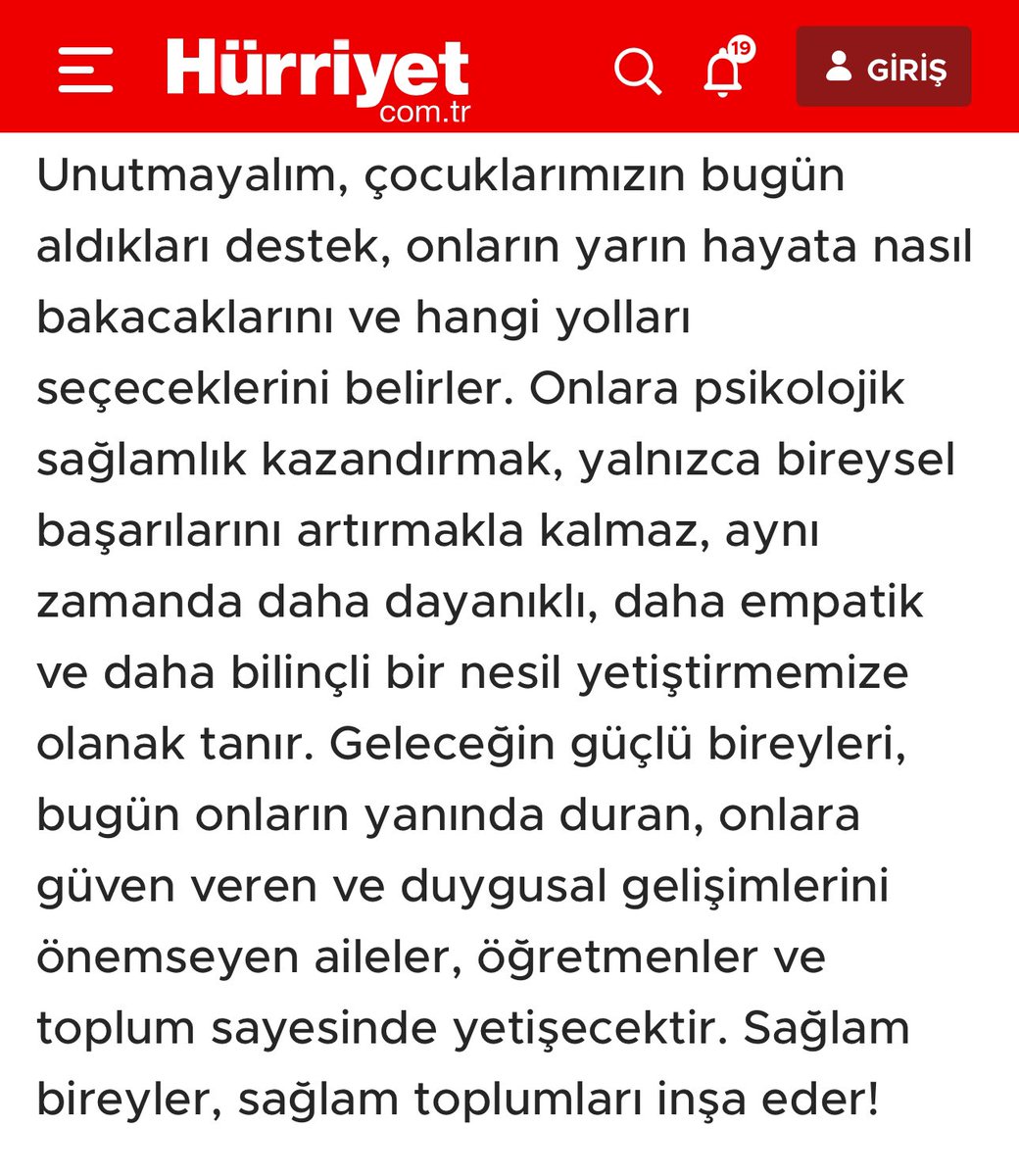 Bugün <a href="/Hurriyet/">Hürriyet.com.tr</a> Gazetesi Eğitim köşesinde okulda öğrencilerin psikolojilerini nasıl desteklemeliyiz konusunda psikolojik kırılganlık ve sağlamlık konularını kaleme aldığım yazı yayınlandı. 

Bir kesiti aşağıda sizlerle paylaşmak istedim; 

Unutmayalım, çocuklarımızın bugün