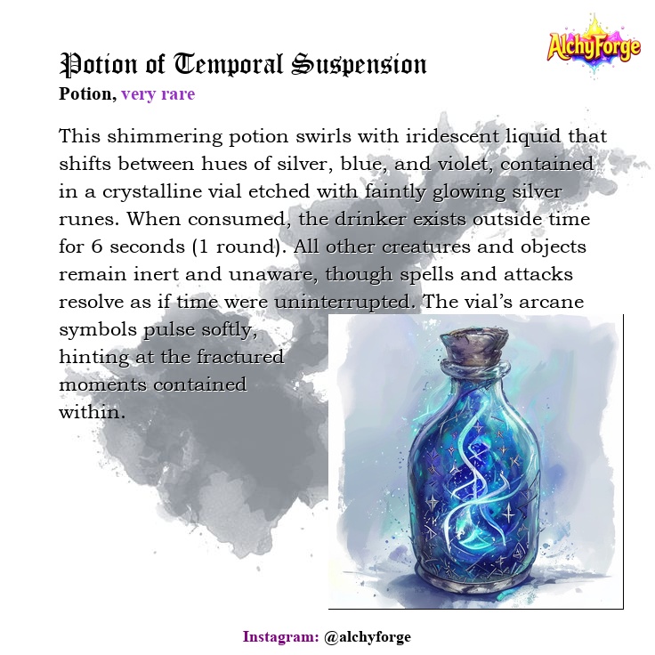 Three Mystical Potions Unveiled! 🧪

From whispers to wonders, these brews pack a punch! Comment "potion" for details in DM!

#dungeonsanddragons #dnd #dndart #DnDcharacter #commission #commissionsopen #DnD #TTRPGs #dnd5e #tabletoprpgs #ttrpg