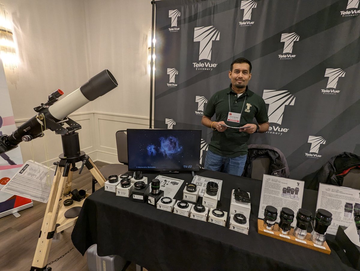 Tele Vue booth at NEAIC 
Meet renown Tele Vue astro photographer Mahendra Mahadeo.
