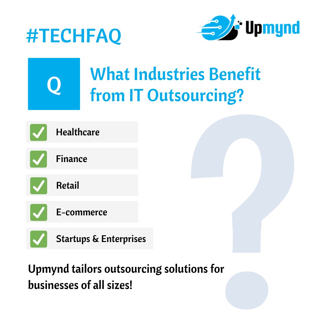 UpmyndInc's tweet image. 💡 FAQ: What industries benefit from IT outsourcing?
✅ Healthcare
✅ Finance
✅ Retail
✅ E-commerce
✅ Startups & Enterprises
Upmynd tailors outsourcing solutions for businesses of all sizes!
upmynd.com
info@upmynd.com
#TechFAQ #ITOutsourcing #BusinessGrowth #FAQ
