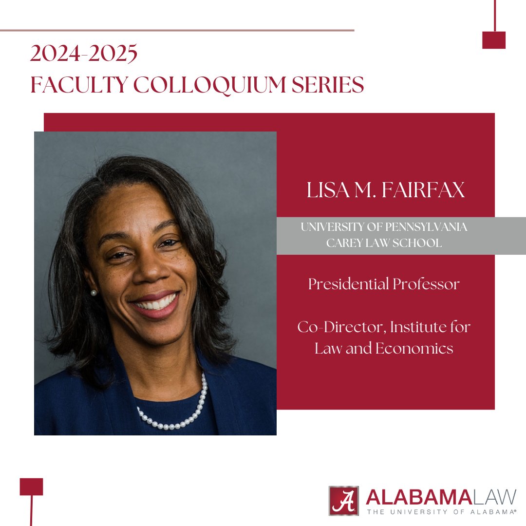 Please join us in welcoming Professor Lisa M. FairFax from <a href="/CareyUpenn/">Carey Law at UPenn</a> for our Faculty Colloquium Series!