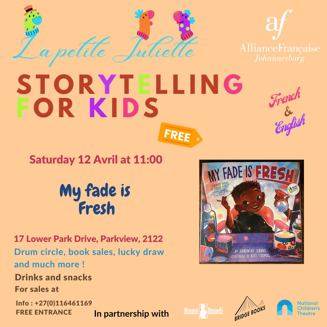 🌟 Storytelling is Back!

Join us at Alliance Française for a fun-filled morning of:

📖 Storytime | 🎨 Creative Activities | 🥁 Drum Lessons

📅 April 12, 2025 ⏰ 11:00 AM 📍 17 Lower Park Dr, Parkview
📚 Win a Book! Special performances by @TREMACREATOR &amp; Sipho
 Don’t miss out
