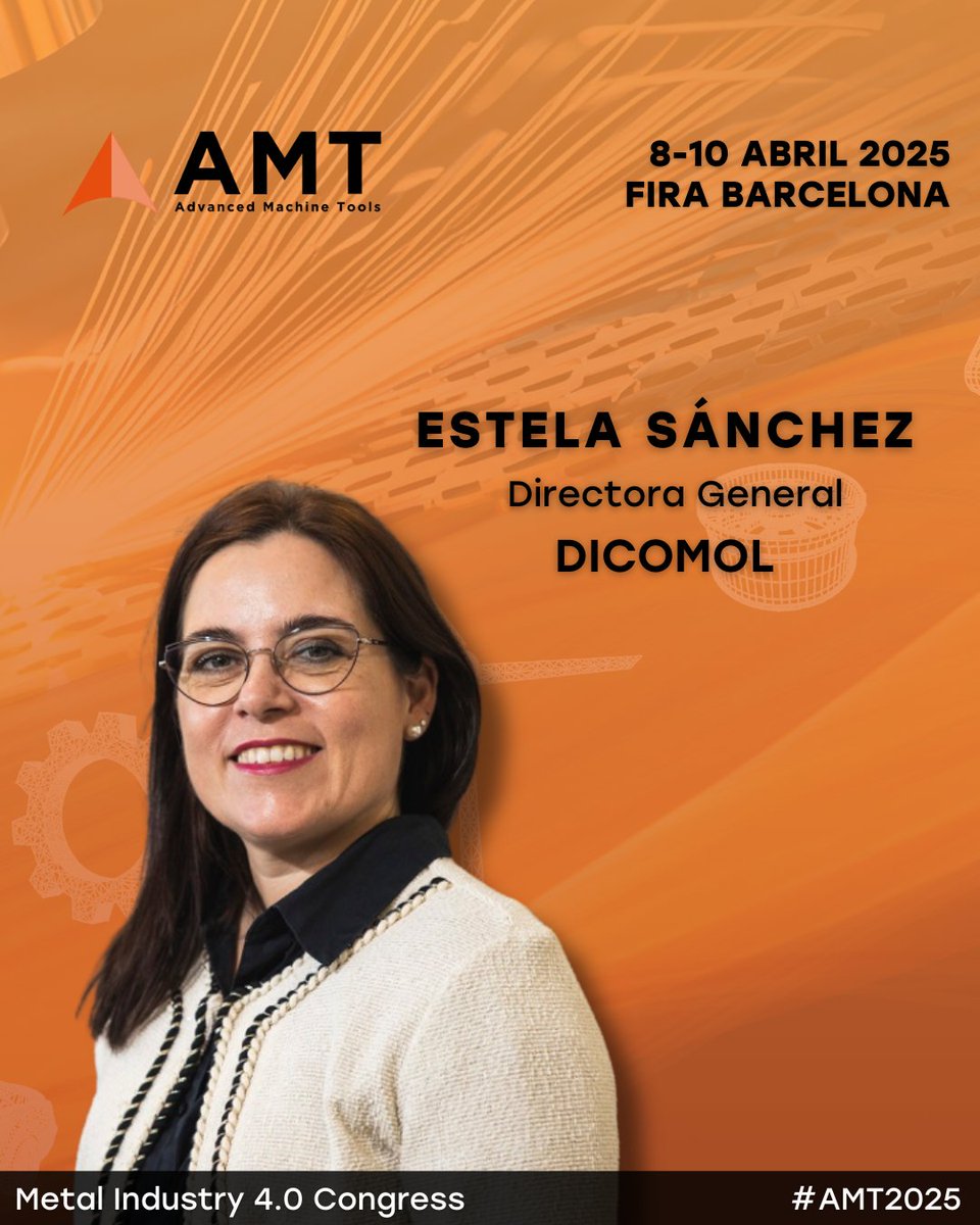 Advanced Machine Tools (@advantools) on Twitter photo Nos complace anunciar que Estela Sánchez, de <a href="/dicomol/">DICOMOL,SL</a>, participará en el Metal Industry 4.0 Congress de #AMT2025.
👉🏻 Consigue tu pase: bit.ly/4aLSUbo
📅 8 - 10 de abril de 2025
📍 Fira Barcelona - Gran Vía
#Industria40 #Digitalización #Máquinaherramienta Nos complace anunciar que Estela Sánchez, de <a href="/dicomol/">DICOMOL,SL</a>, participará en el Metal Industry 4.0 Congress de #AMT2025.
👉🏻 Consigue tu pase: bit.ly/4aLSUbo
📅 8 - 10 de abril de 2025
📍 Fira Barcelona - Gran Vía
#Industria40 #Digitalización #Máquinaherramienta