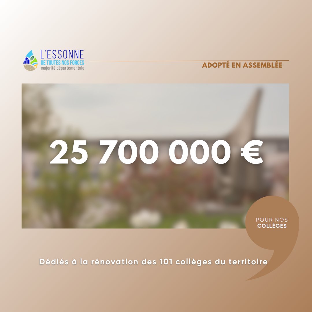 Avec un plan pluriannuel de 25 700 000€ dédié à l’aménagement des espaces extérieurs, la rénovation des locaux, l’accès au numérique …notre majorité veille à l'épanouissement et à leur bien-être des 74000 collégiens et des équipes enseignantes