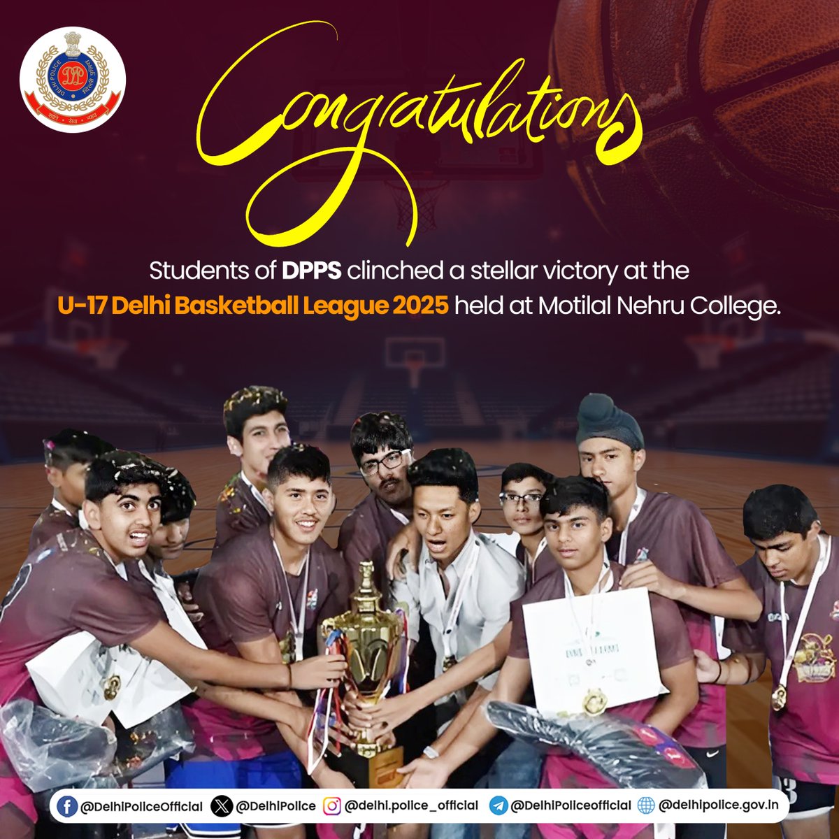 DelhiPolice's tweet image. Congratulations!
DPPS Stars Shine Bright

Our DPPS champs ruled the U-17 Delhi Basketball League 2025 with powerful plays &amp;amp; relentless teamwork.

You didn’t just participate — you dominated the court!

Here’s to more fire, more victories &amp;amp; an unstoppable journey ahead.

#DPPS…