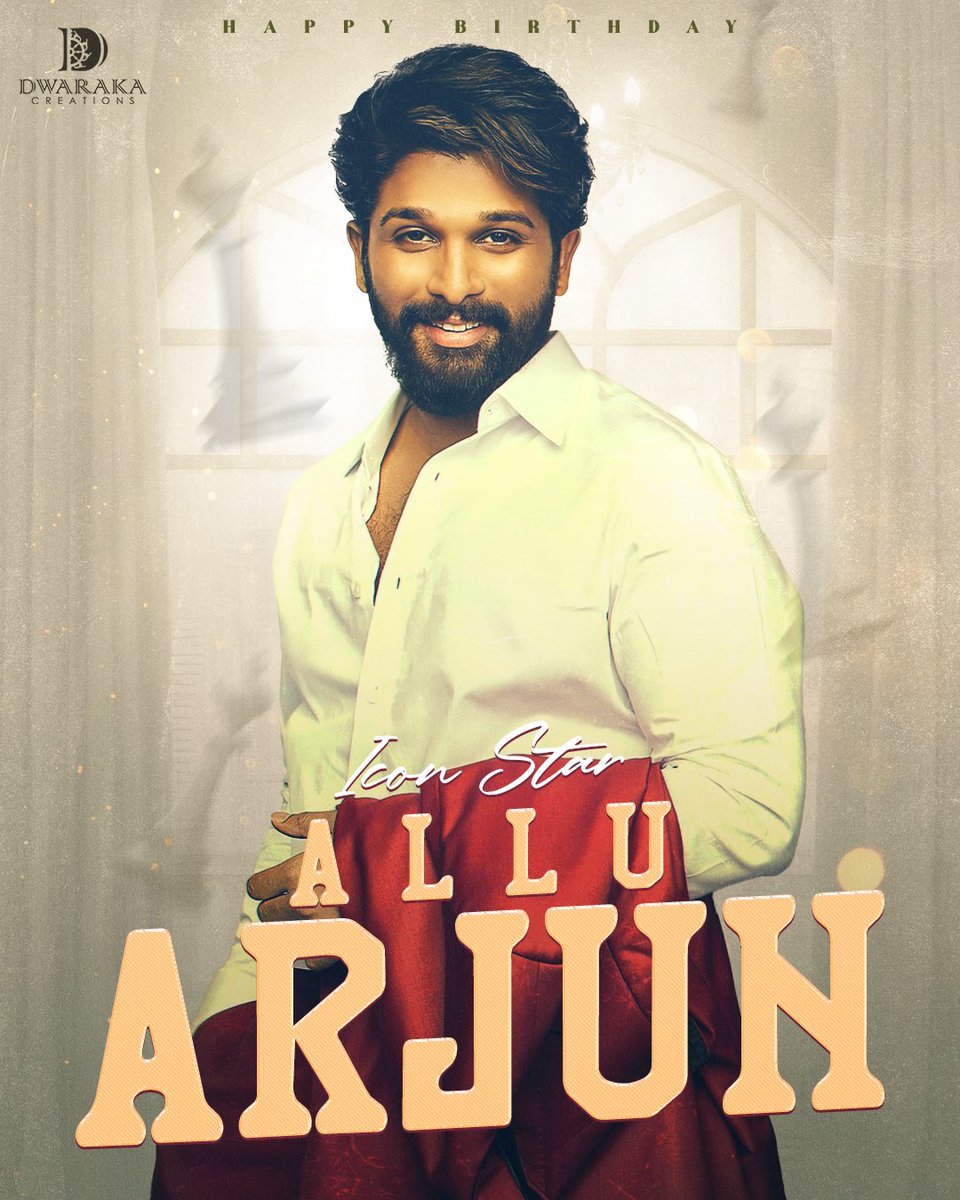 dwarakacreation's tweet photo. Happy birthday to the one and only ICON Star @alluarjun 🎉

Wishing you all the success and even greater milestones ahead✨

#HBDICONStarAlluArjun https://t.co/tumLoj4Osw