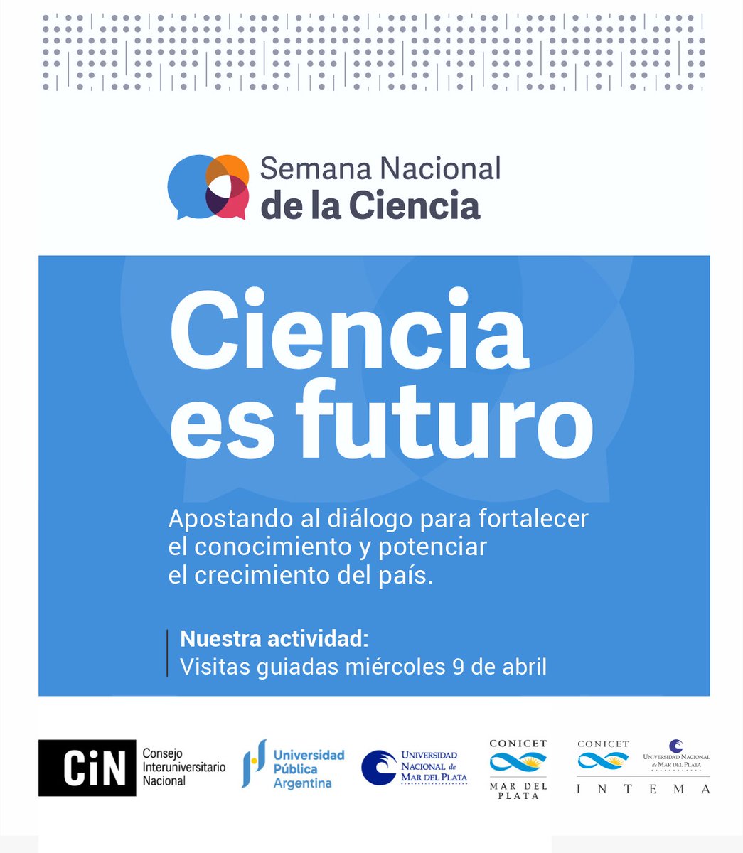 INTEMA_CONICET_UNMDP (@intema_mdp) on Twitter photo 📣 ¡Llega la Semana Nacional de la Ciencia 2025!
<a href="/unmdp/">Universidad Nacional de Mar del Plata</a> y <a href="/CINoficial/">CIN</a> te invitan a sumarte 🎓
🧪 Más de 80 actividades gratuitas: charlas, demos, trivias, visitas a institutos y mucho más.
🔗 Más info: semanadelaciencia.cin.edu.ar/tags/unmdp
#INTEMAxLaCiencia te espera con propuestas únicas🚀 📣 ¡Llega la Semana Nacional de la Ciencia 2025!
<a href="/unmdp/">Universidad Nacional de Mar del Plata</a> y <a href="/CINoficial/">CIN</a> te invitan a sumarte 🎓
🧪 Más de 80 actividades gratuitas: charlas, demos, trivias, visitas a institutos y mucho más.
🔗 Más info: semanadelaciencia.cin.edu.ar/tags/unmdp
#INTEMAxLaCiencia te espera con propuestas únicas🚀