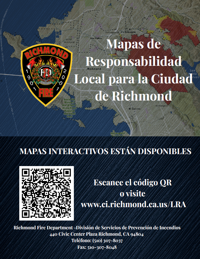 Ya está disponible el mapa actualizado del Área de Responsabilidad Local (LRA) de la Zona de Severidad de Peligro por Incendios en Richmond.  Explora qué áreas están dentro del LRA y comparte tu opinión con nosotros!

Escanea el código QR o visita tinyurl.com/uk7zrrbr
