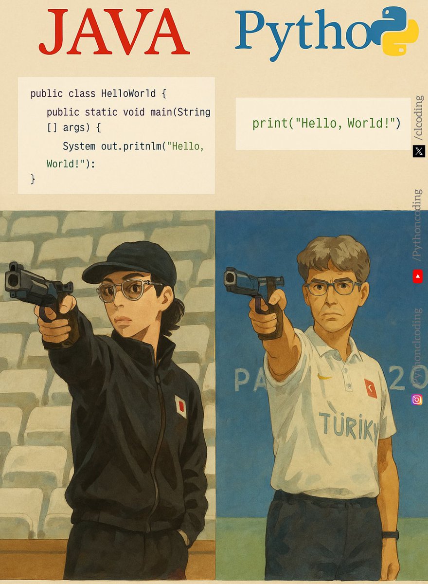 clcoding's tweet image. Python is so simple compare to anything 

JAVA vs Python.