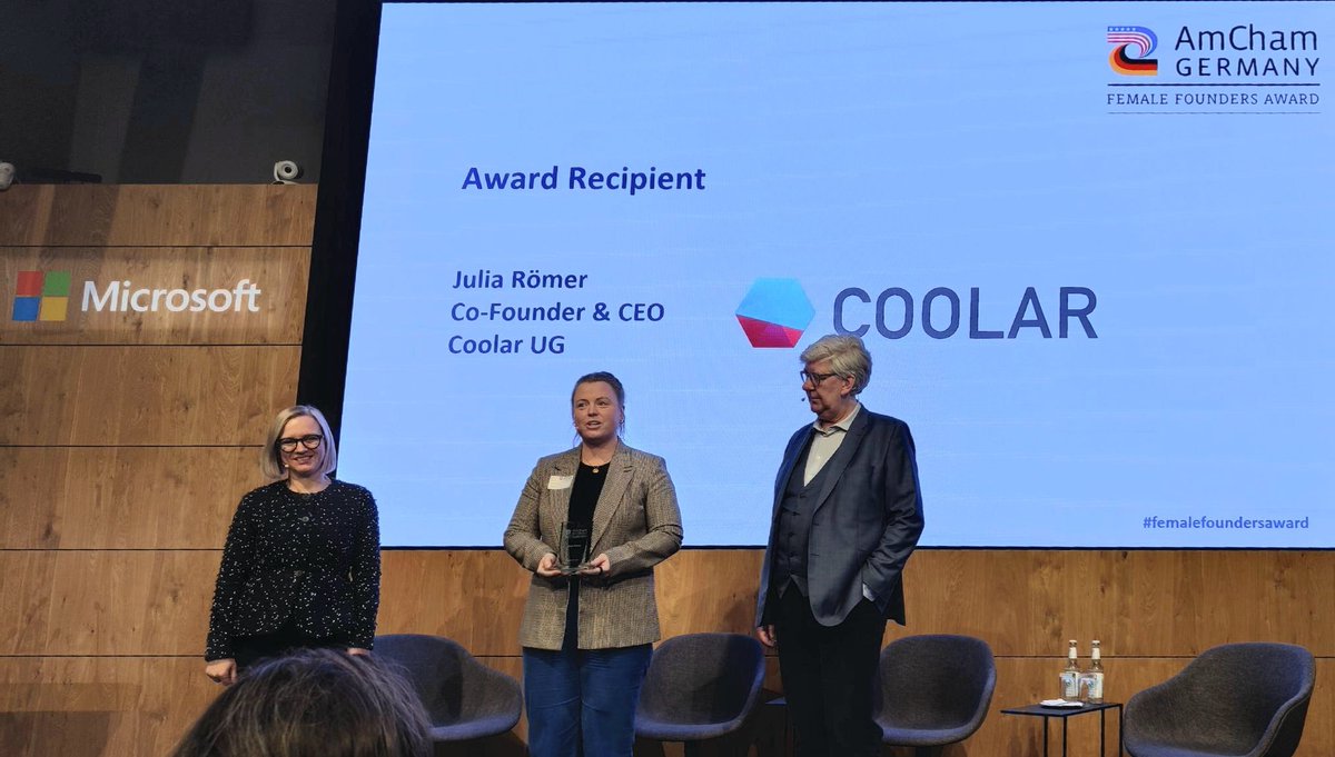 Honoured that our #founder Julia was selected for one of the <a href="/AmChamGermany/">AmCham Germany</a> Female Founders Awards 2025 from an absolute allstar set of nominees!

🙏🏻💚 #SocEnt #SDGs #Cooling #SDG7 #SDG3 #ClimateAction