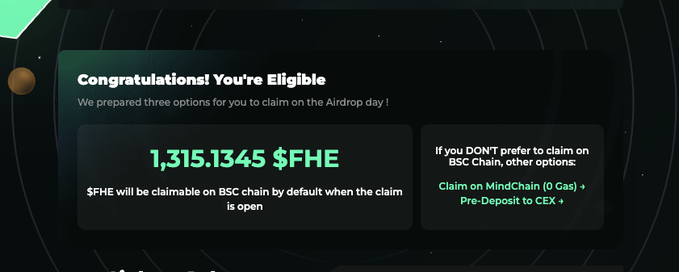 0xppete's tweet photo. 🪂 How to Check Your $FHE #Airdrop

🔗 Check link: https://t.co/7DgdgIdkca

5 categories of eligible users:

1️⃣ CitizenZ Passport NFT holders
2️⃣ Mainnet $vFHE delegators & participants
3️⃣ Advocate Program referrers
4️⃣ AgentConnect Hub registrants
5️⃣ Community Contributors

#MindNetwork #CryptoRewards