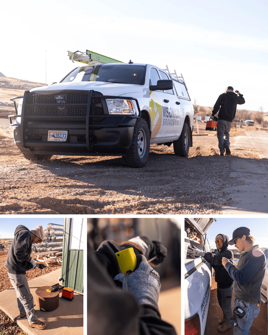 visionaryyeah's tweet image. Warm weather means more installs! ☀️🚀 Who’s ready to get connected? 🙌 #fastspeeds #readyforinstall #fieldtechs #onthego