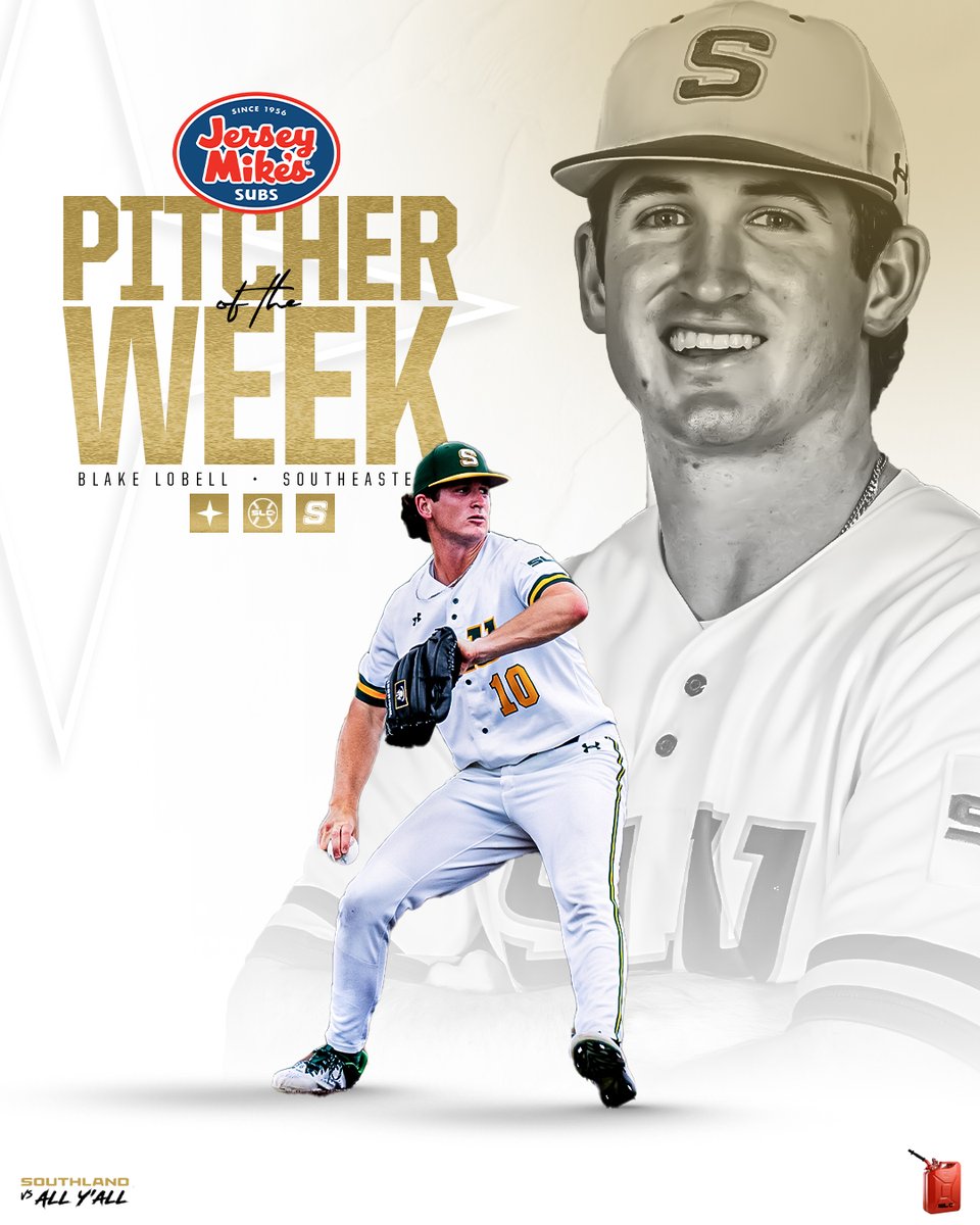 Southland Conference (@southlandsports) on Twitter photo BIG GAME BLAKE
After a complete game to clinch the series over UIW, <a href="/LionUpBaseball/">Southeastern Baseball</a> RHP Blake Lobell was named the <a href="/jerseymikes/">Jersey Mike's Subs</a> Southland Baseball Pitcher of the Week!
#GTL x <a href="/BlakeLobell/">Blake Lobell</a> BIG GAME BLAKE
After a complete game to clinch the series over UIW, <a href="/LionUpBaseball/">Southeastern Baseball</a> RHP Blake Lobell was named the <a href="/jerseymikes/">Jersey Mike's Subs</a> Southland Baseball Pitcher of the Week!
#GTL x <a href="/BlakeLobell/">Blake Lobell</a>