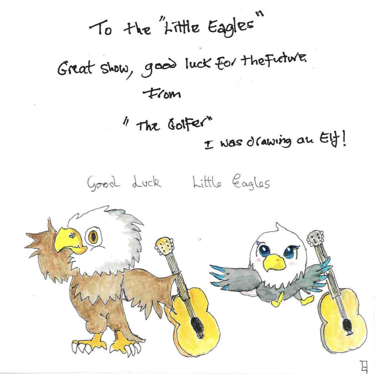 LittleEagle10's tweet photo. Huge " Thank You". to the artistic passenger on Saga's Spirit of Adventure who left us this message at the ships reception after we had dis-embarked on Saturday.
The passenger explained he was a retired pro golfer.
He was in the library painting with water colours when we met. https://t.co/J4a0jUbEKS