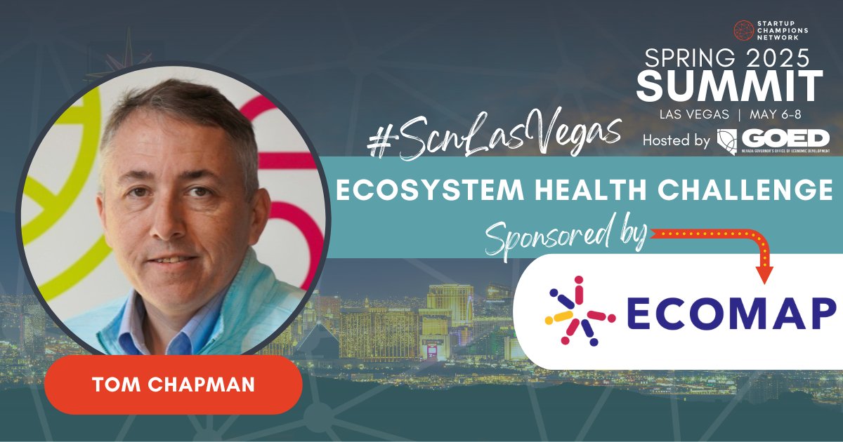 Thanks to @EcoMapTech, we're hosting an abbreviated version of our Ecosystem Health Challenge with Tom Chapman at #SCNLasVegas. The workshop will equip #ecosystembuilders w/foundational tools to strengthen and measure the success of their ecosystem. ➡️ bit.ly/SCNLasVegas